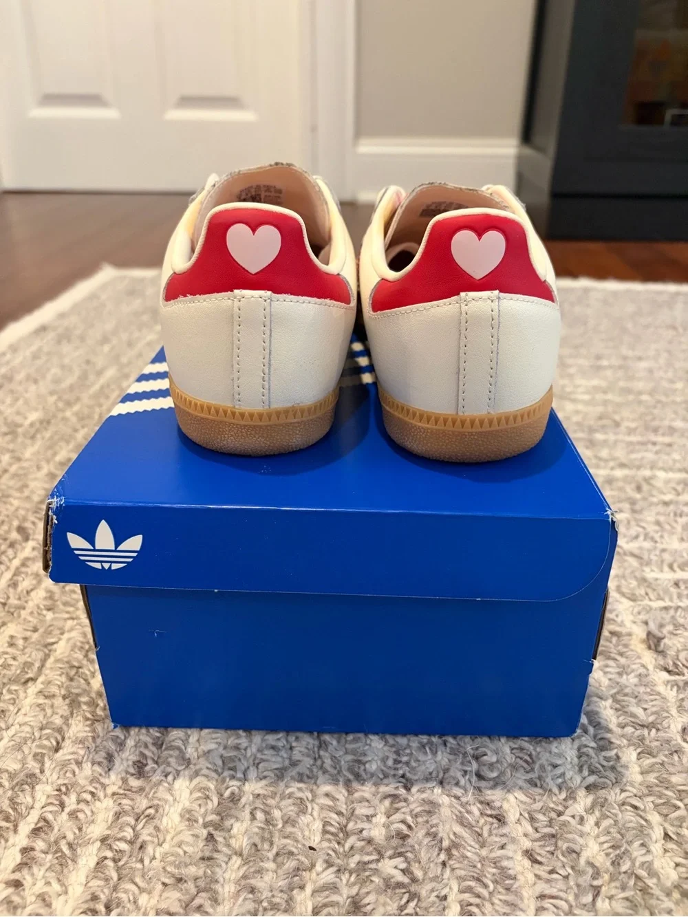 Adidas Kids Samba Heart Sneakers in White and Red